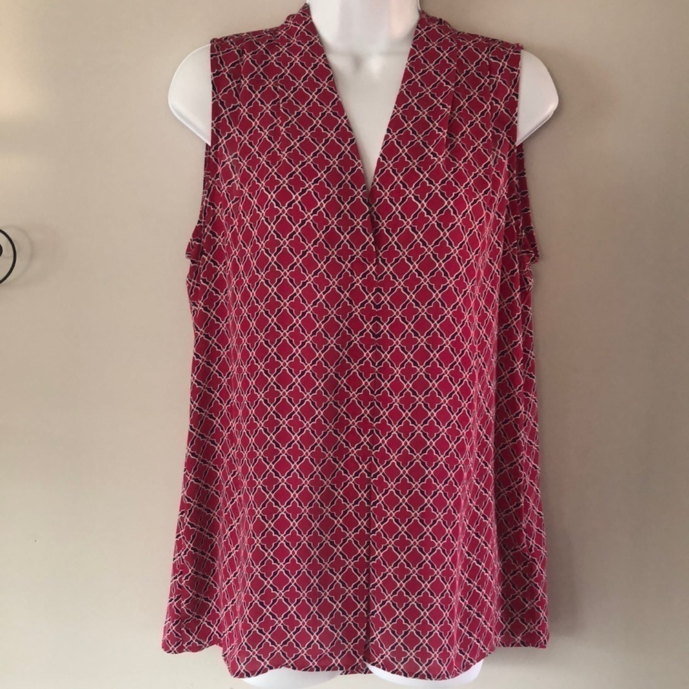 Laundry by Shelli Segal Sleeveless Blouse Printed Flowy Top Size S Preppy Office